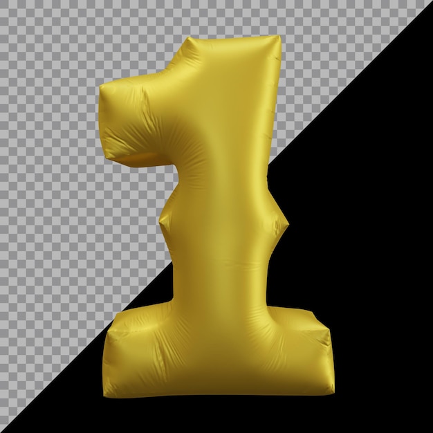 PSD renderização 3d do balão de ouro número 1