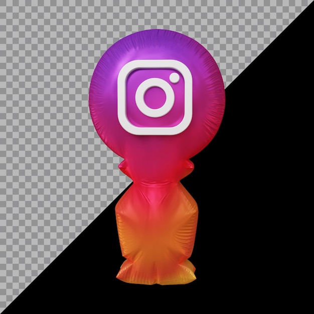 Renderização 3d do balão do ícone do instagram