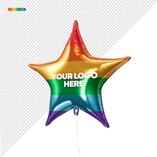 Renderização 3d do balão estrela da bandeira do orgulho lgbt