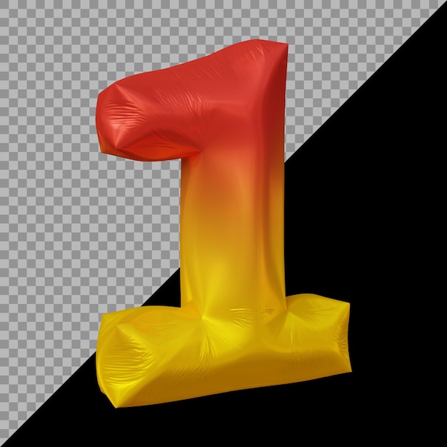 PSD renderização 3d do balão número 1