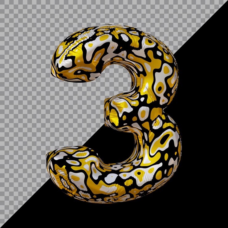 PSD renderização 3d do balão número 3