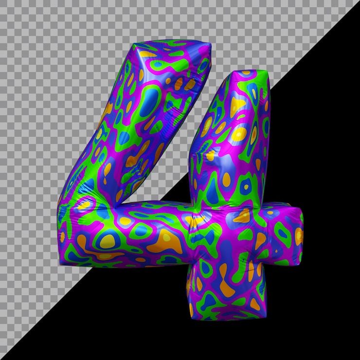 PSD renderização 3d do balão número 4