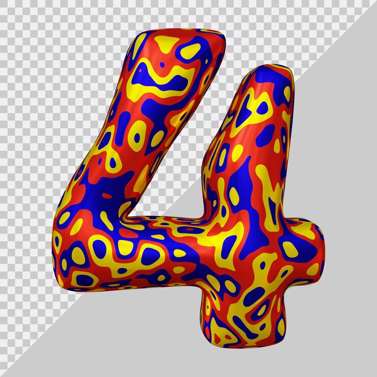 PSD renderização 3d do balão número 4