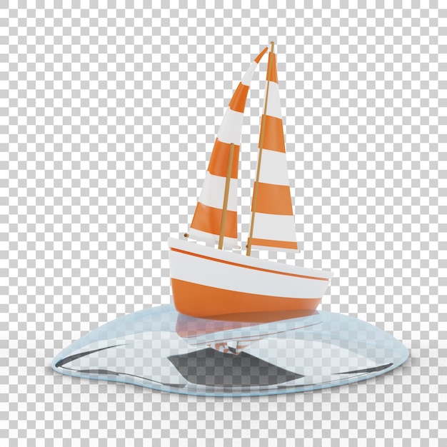 PSD renderização 3d do barco de verão no mar