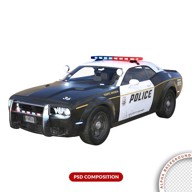 Renderização 3d do carro de polícia