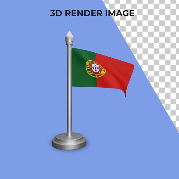 Renderização 3D do conceito da bandeira de portugal - dia nacional de portugal