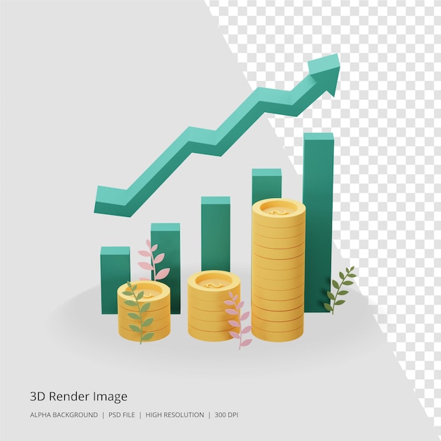 Renderização 3D do conceito de investimento empresarial