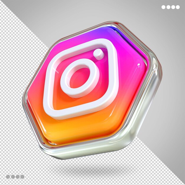 PSD renderização 3d do conceito de mídia social do ícone do instagram