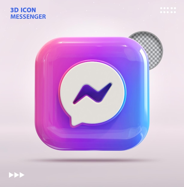 Renderização 3d do conceito de mídia social do ícone do mensageiro