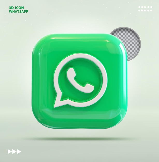 Renderização 3d do conceito de mídia social do ícone do WhatsApp