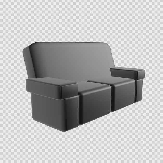 PSD renderização 3d do conceito de sofá, elegante, moderno e luxuoso em preto