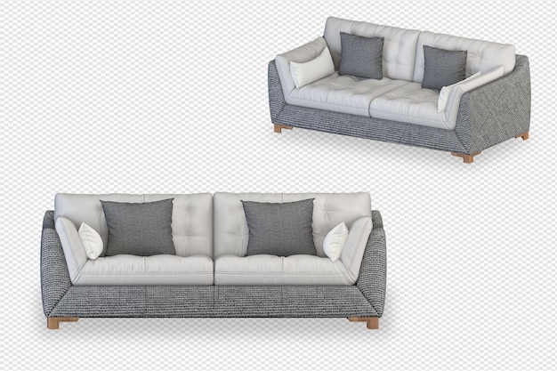 Renderização 3d do conceito de sofá