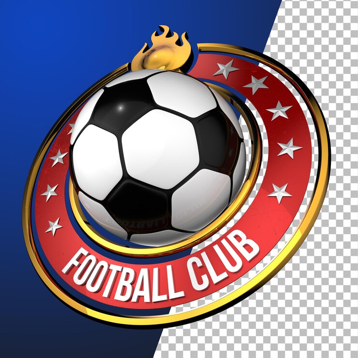 PSD renderização 3d do conceito gráfico do emblema do futebol