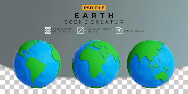 PSD renderização 3d do conjunto de criadores de cena terrestre