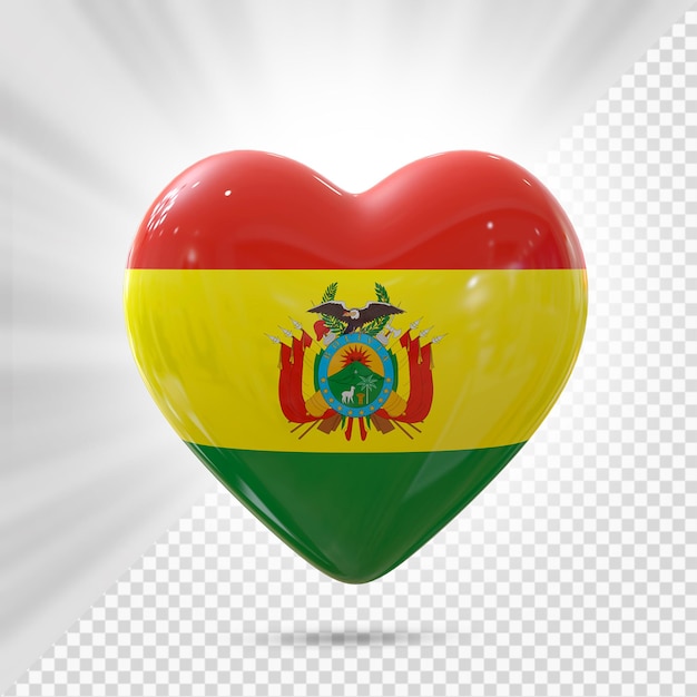 PSD renderização 3d do coração da bandeira da bolívia