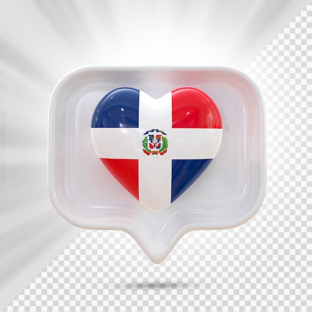 PSD renderização 3d do coração da bandeira da república dominicana