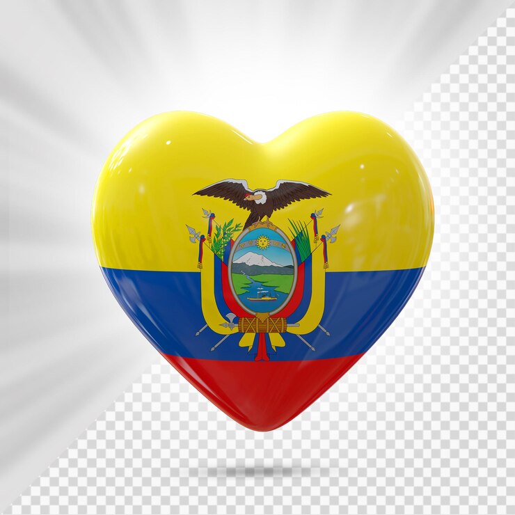 PSD renderização 3d do coração da bandeira do equador
