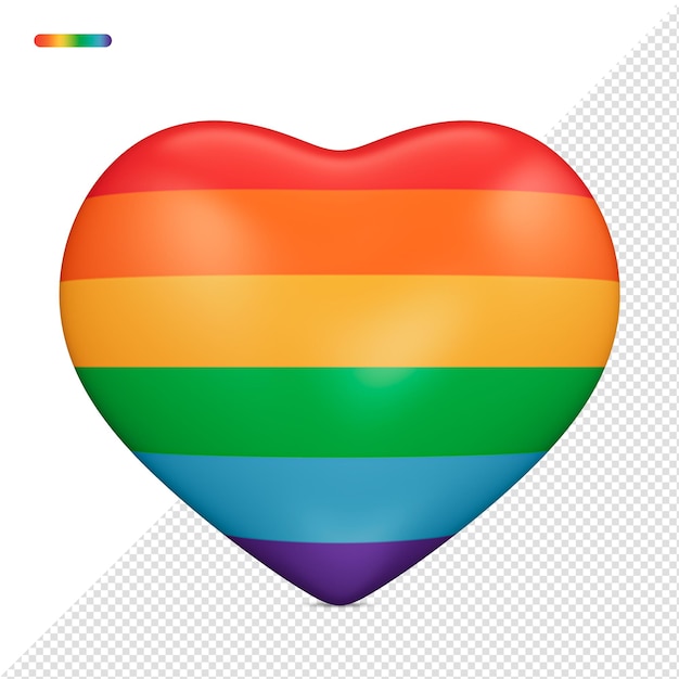 Renderização 3d do coração da bandeira do orgulho lgbt