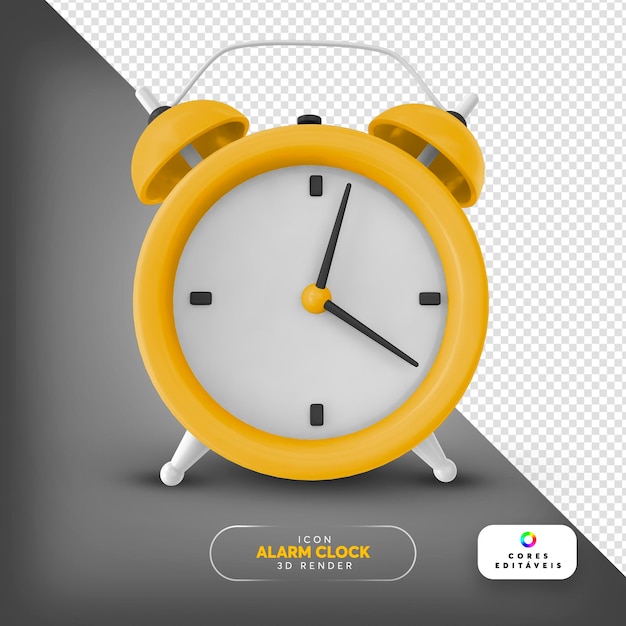 Renderização 3d do despertador psd para composição