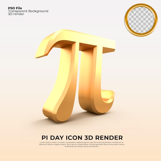 PSD renderização 3d do dia do pi 2022