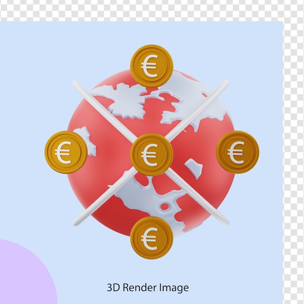 PSD renderização 3d do dinheiro do euro da transação global