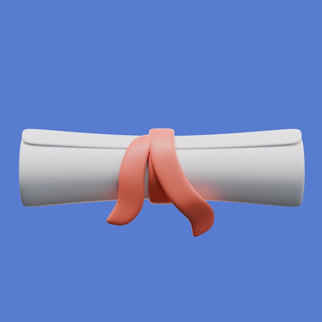 Renderização 3D do diploma de pós-graduação com fita vermelha Certificado enrolado Conceito de estudo Design para web