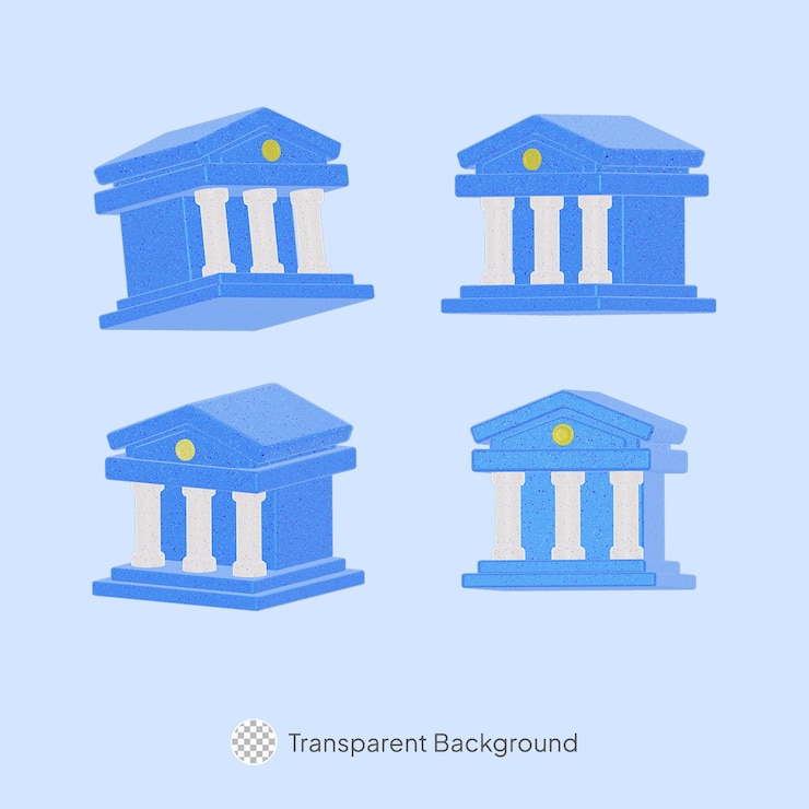 PSD renderização 3d do edifício do banco com cor de ruído azul