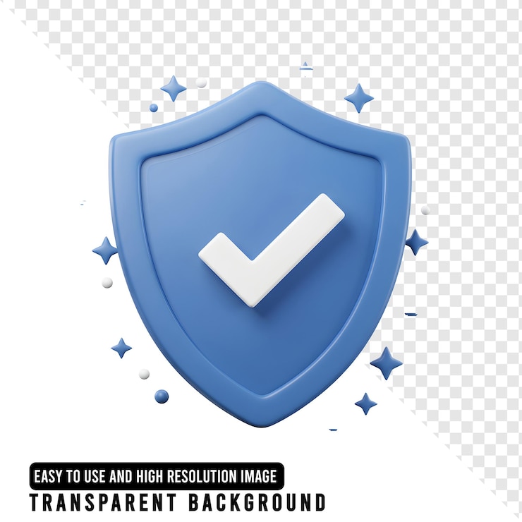 PSD renderização 3d do escudo de segurança com marca de verificação - ícone de proteção