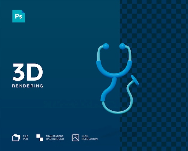 PSD renderização 3d do estetoscópio isolada