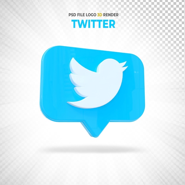 Renderização 3d do estilo do logotipo da mídia social do twitter