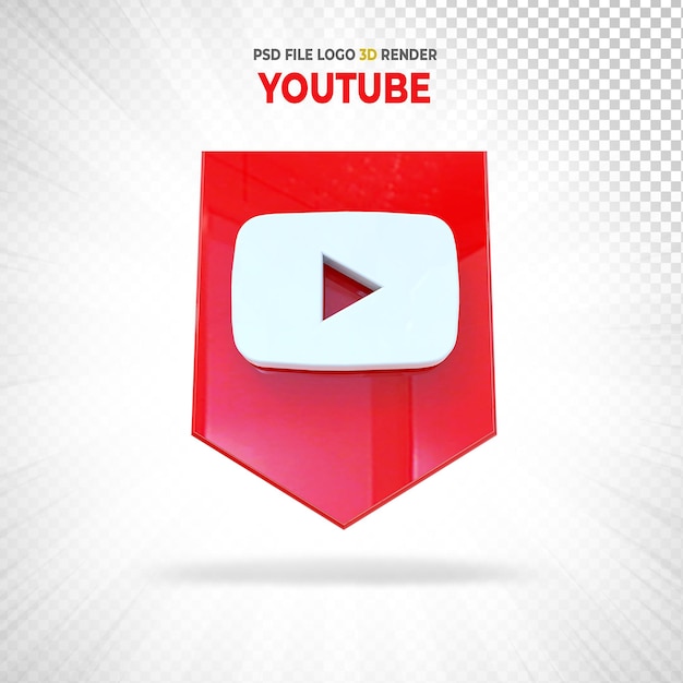 Renderização 3d do estilo do logotipo da mídia social do youtube