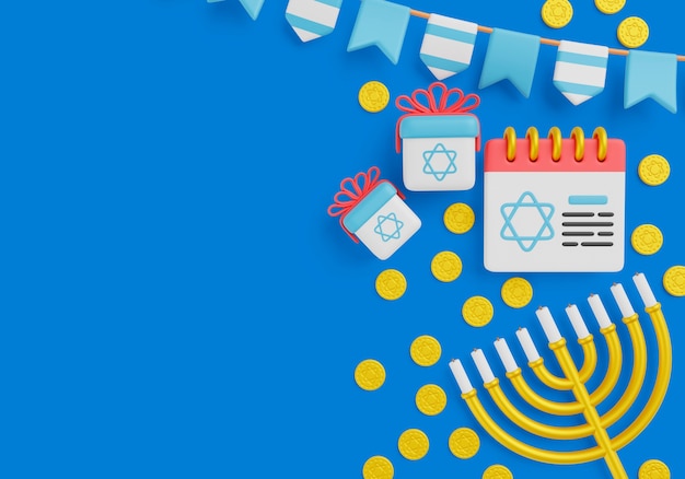 PSD renderização 3d do fundo de hanukkah