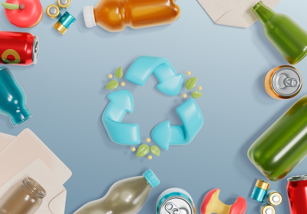 Renderização 3D do fundo de reciclagem