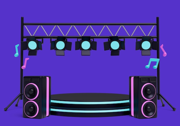 Renderização 3D do fundo do pódio musical