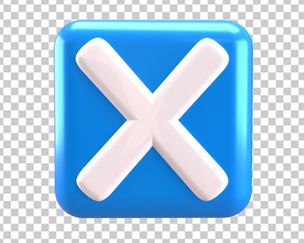 Renderização 3d do ícone azul de erro falso falso