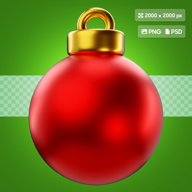 PSD renderização 3d do ícone da bola de natal