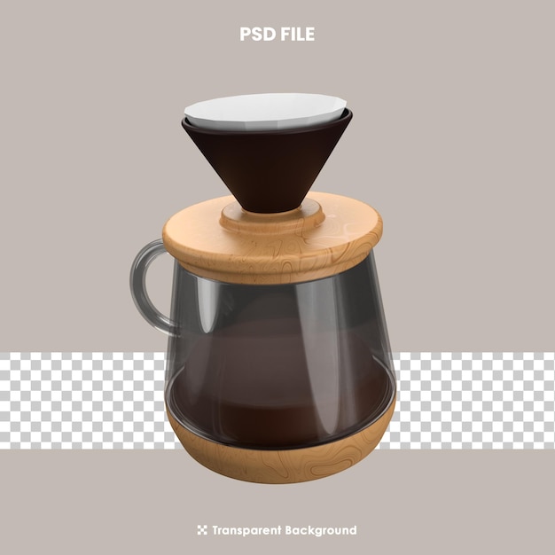 PSD renderização 3d do ícone da cafeteria gotejador de café