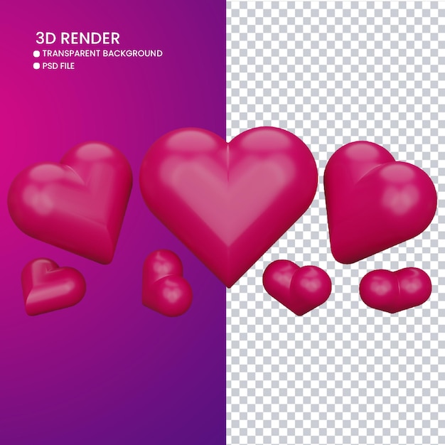 renderização 3D do ícone de amor fofo