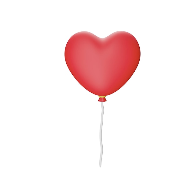 renderização 3D do ícone de balão de amor de coração vermelho de dia dos namorados