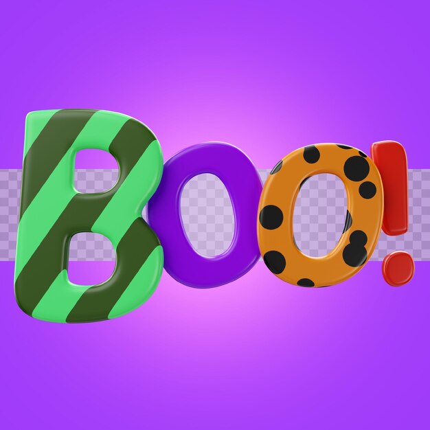 PSD renderização 3d do ícone de boo de texto de halloween