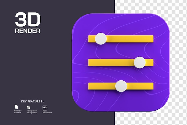 PSD renderização 3d do ícone de configuração isolado. útil para ilustração de design de site ou interface de usuário