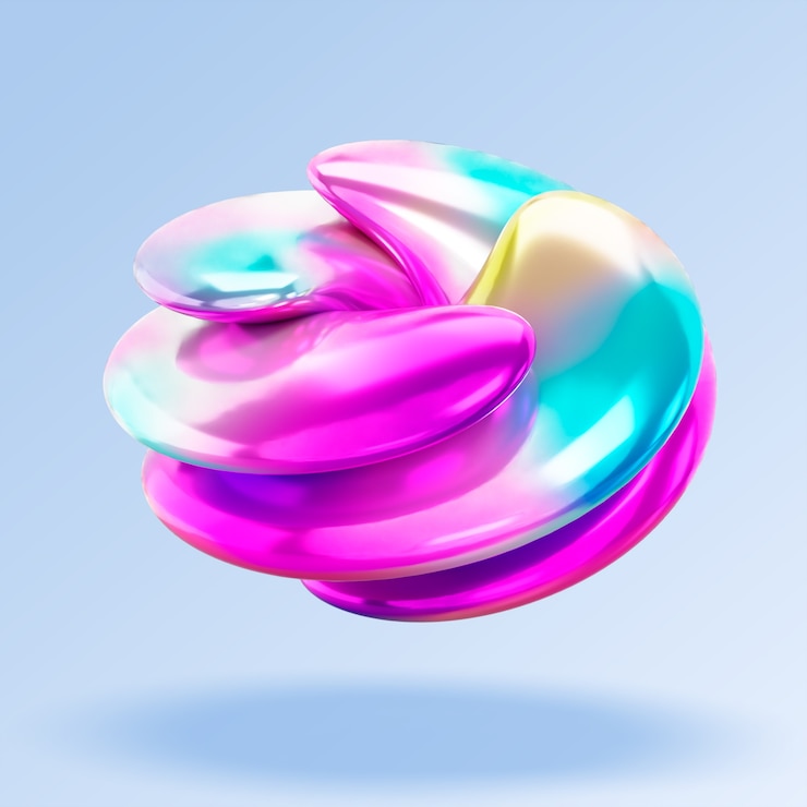 PSD renderização 3d do ícone de formas de fluido holo