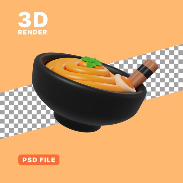 Renderização 3d do ícone de macarrão