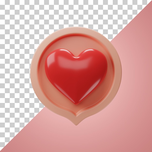 PSD renderização 3d do ícone de mensagem de coração de bolha bate-papo