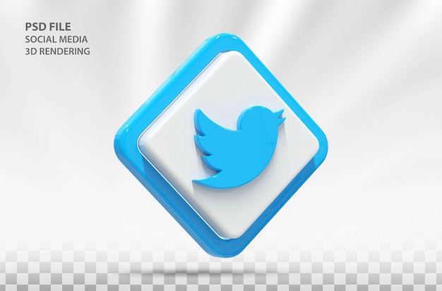 Renderização 3d do ícone de mídia social no twitter