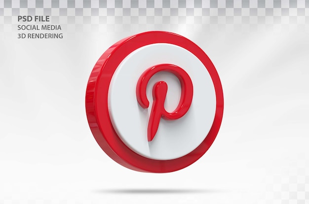 PSD renderização 3d do ícone de mídia social pinterest