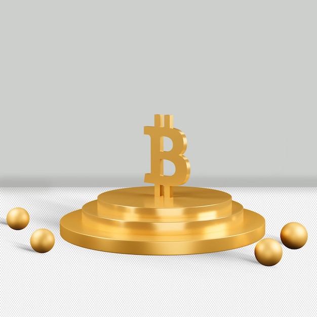 Renderização 3d do ícone de ouro bitcoin