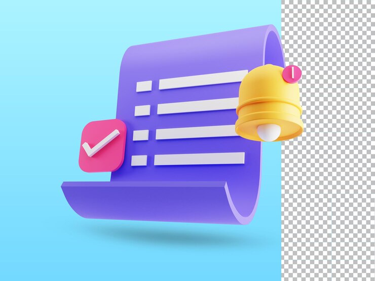 Renderização 3D do ícone de pagamento online de recibo de transação de fatura de papel