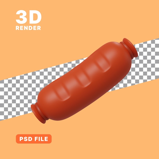 PSD renderização 3d do ícone de salsicha