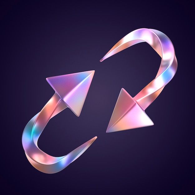 renderização 3D do ícone de seta